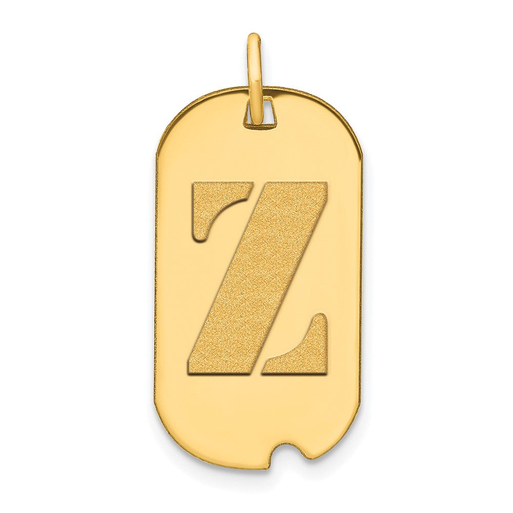 14k Polished Letter Z Initial Dog Tag Pendant