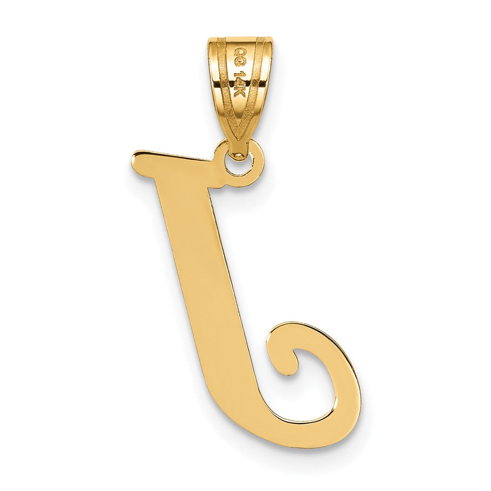 14k Polished Letter J Initial Pendant
