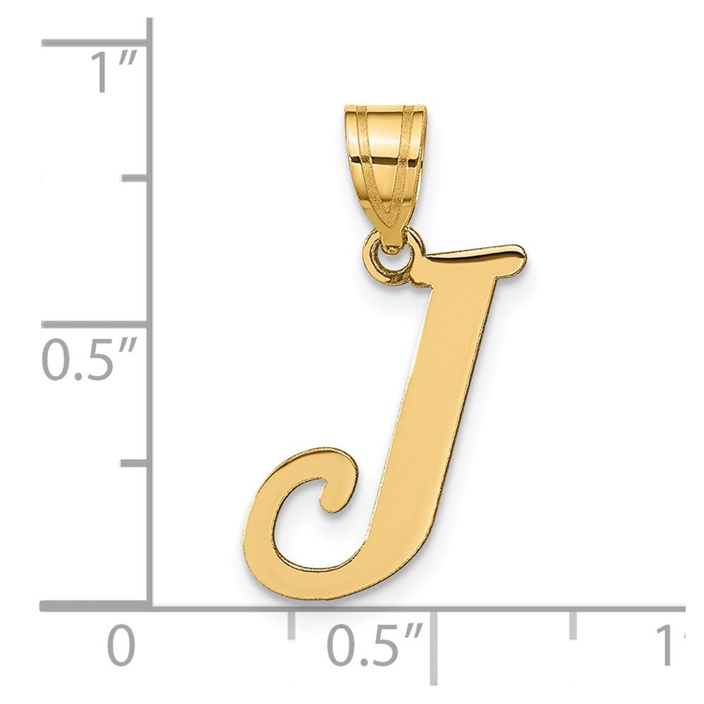 14k Polished Letter J Initial Pendant