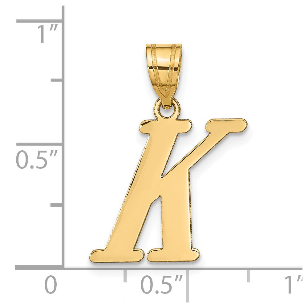 14k Polished Letter K Initial Pendant