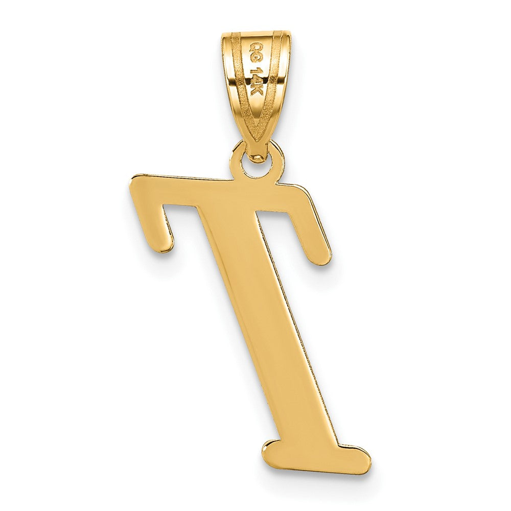 14k Polished Letter T Initial Pendant