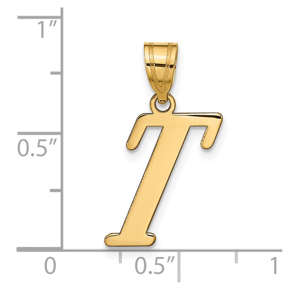 14k Polished Letter T Initial Pendant
