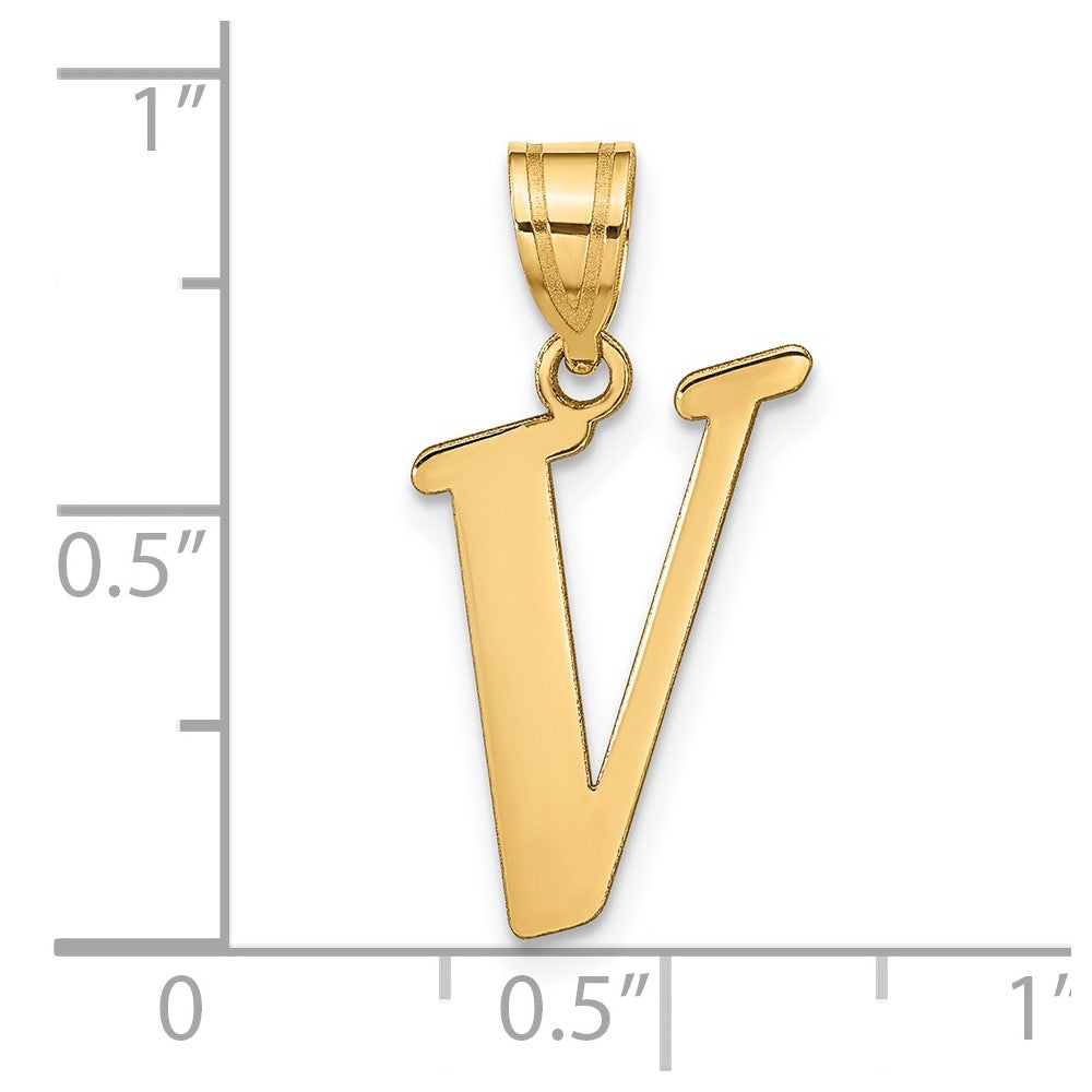 14k Polished Letter V Initial Pendant