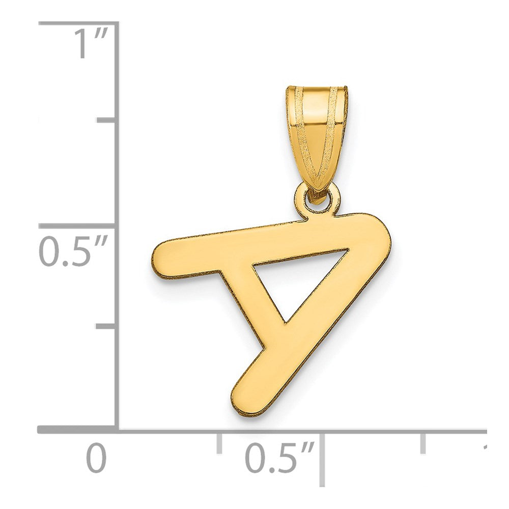 14k Polished Bubble Letter A Initial Pendant