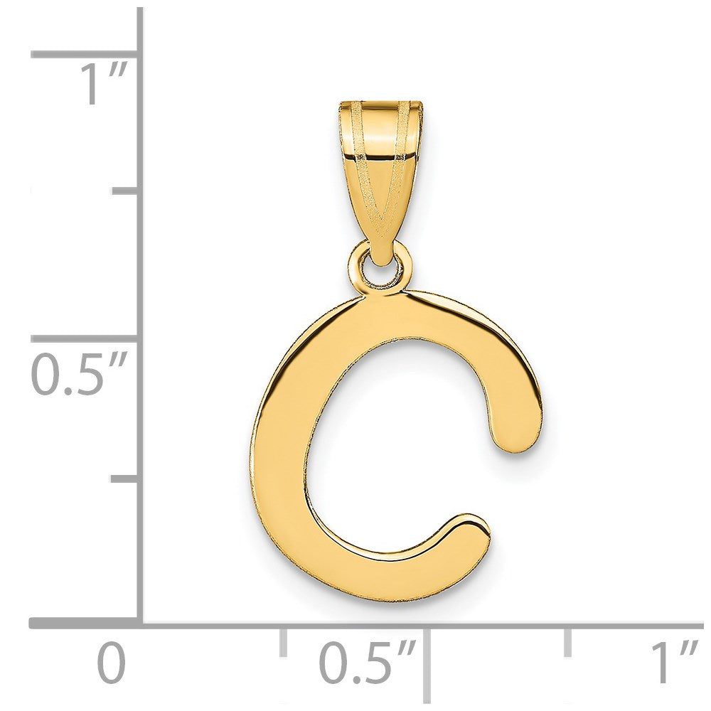 14k Polished Bubble Letter C Initial Pendant