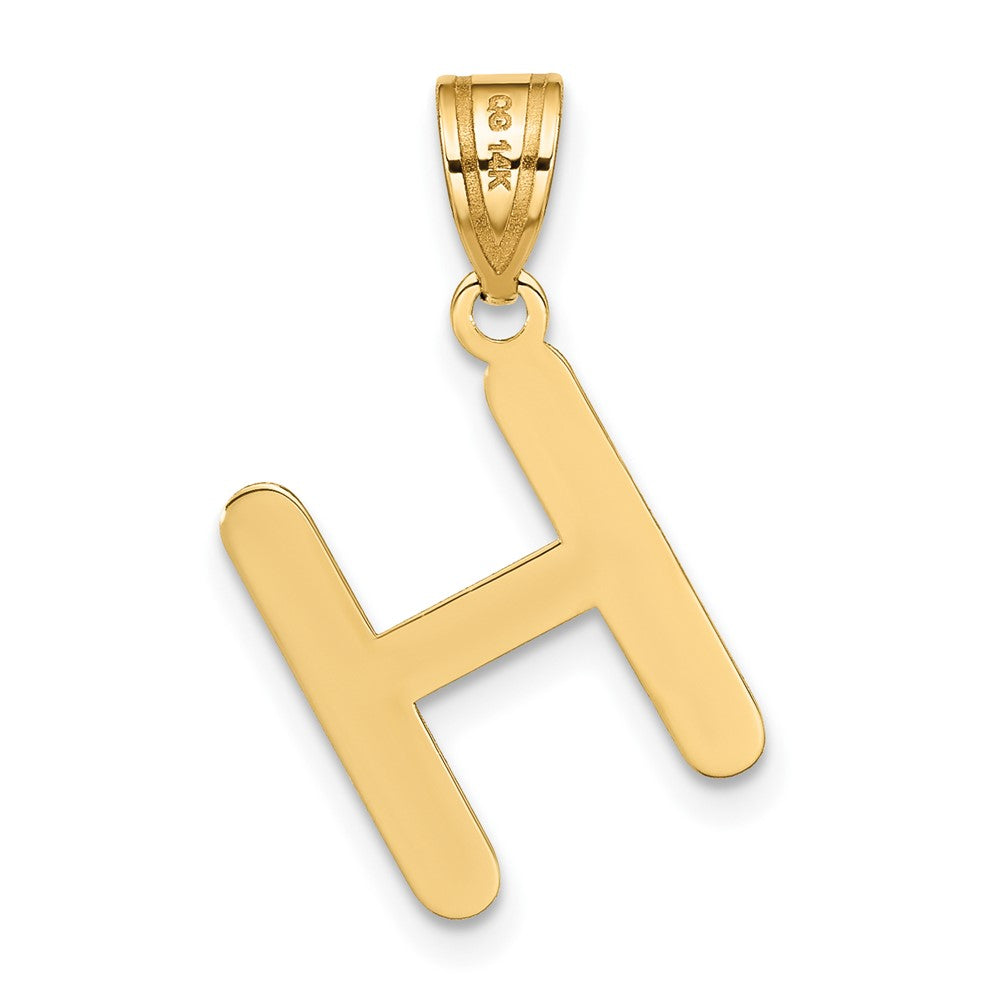 14k Polished Bubble Letter H Initial Pendant