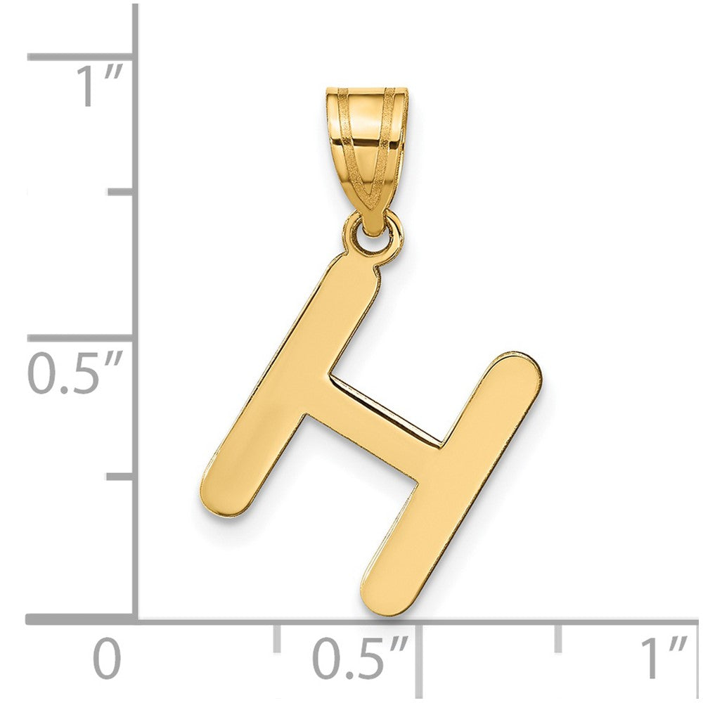 14k Polished Bubble Letter H Initial Pendant