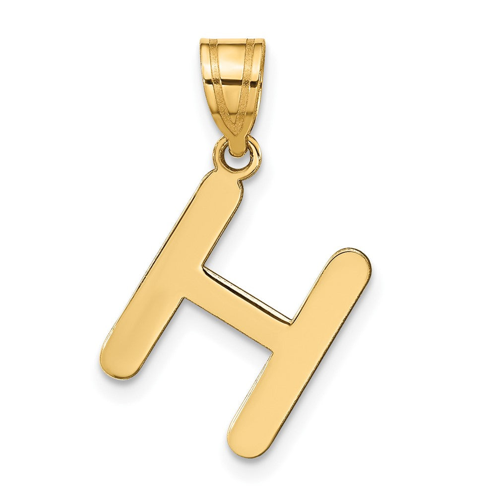 14k Polished Bubble Letter H Initial Pendant