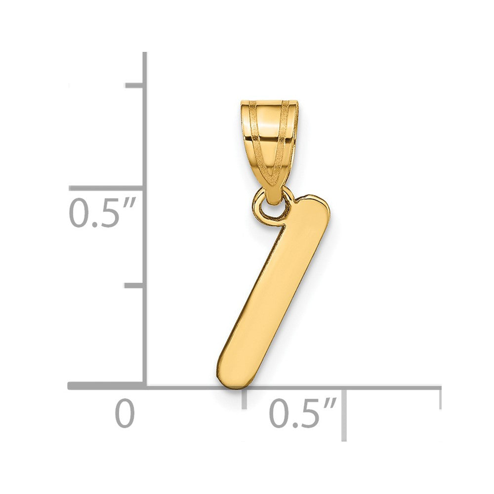 14k Polished Bubble Letter I Initial Pendant