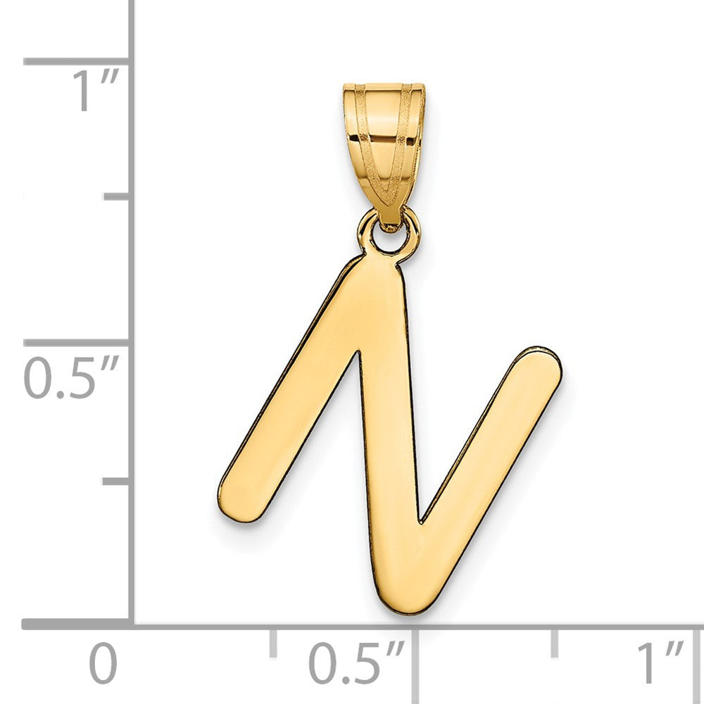 14k Polished Bubble Letter N Initial Pendant