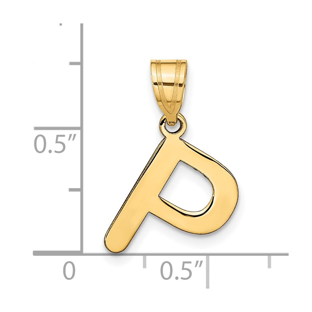 14k Polished Bubble Letter P Initial Pendant