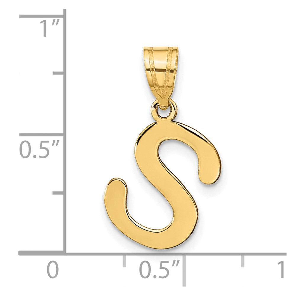 14k Polished Bubble Letter S Initial Pendant