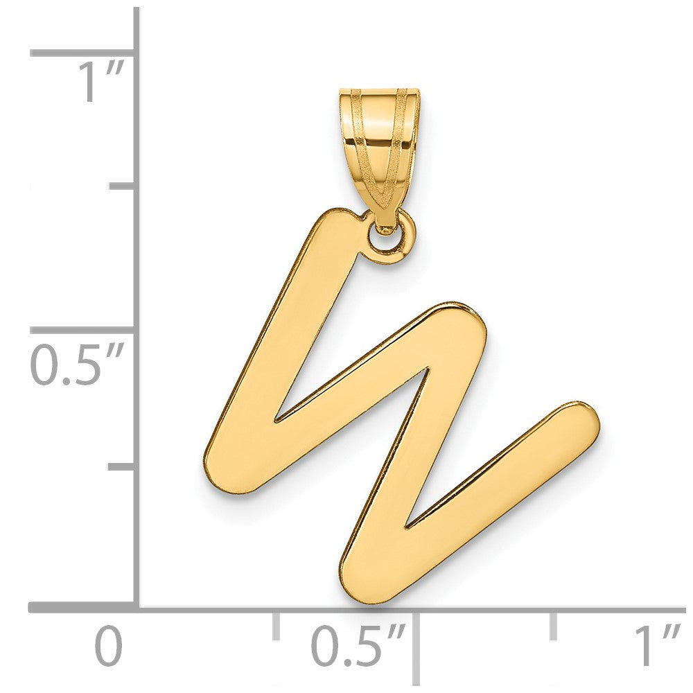 14k Polished Bubble Letter W Initial Pendant