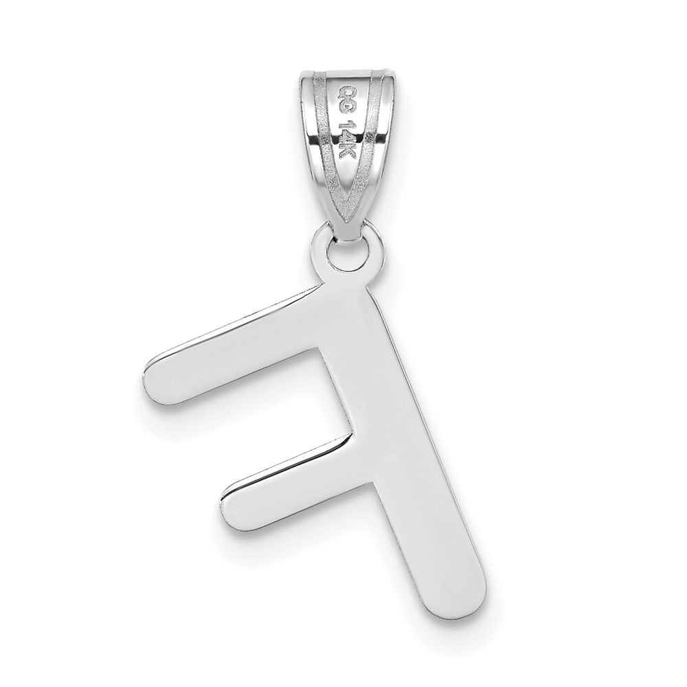 14kw Polished Bubble Letter F Initial Pendant