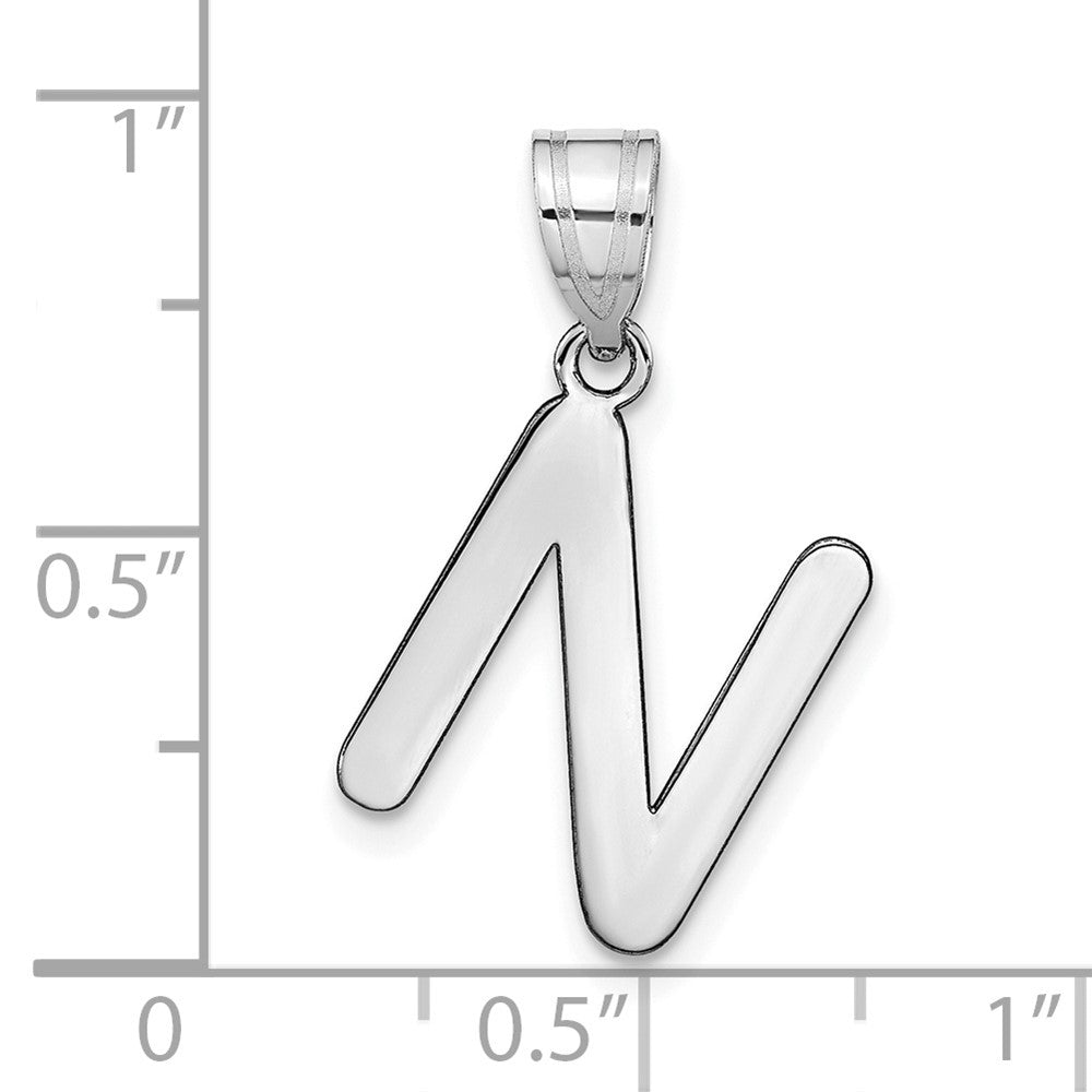 14kw Polished Bubble Letter N Initial Pendant