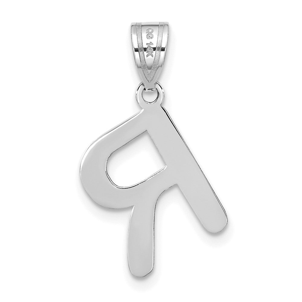 14kw Polished Bubble Letter R Initial Pendant