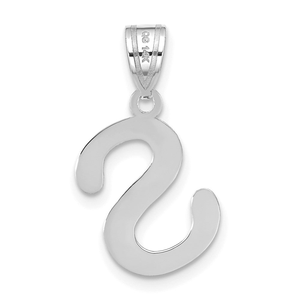 14kw Polished Bubble Letter S Initial Pendant
