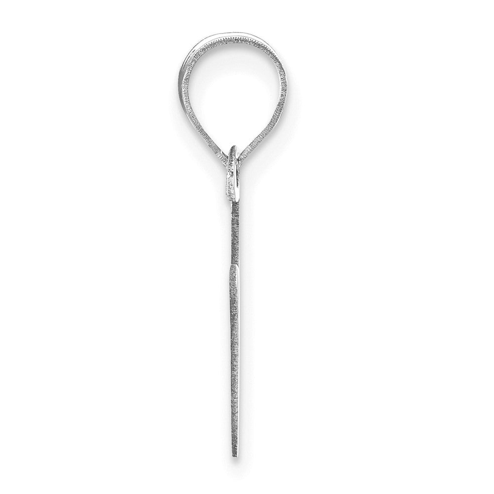 14kw Polished Bubble Letter V Initial Pendant