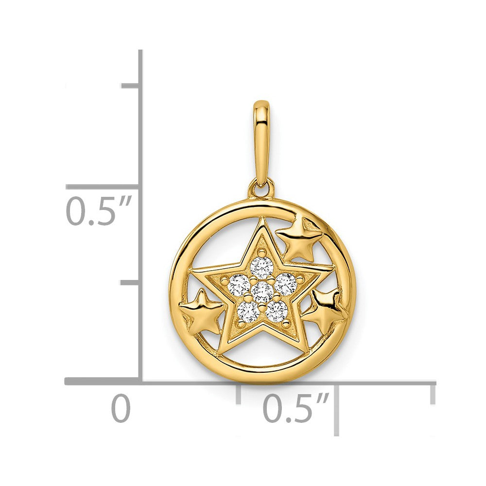 14k CZ Stars Circular Pendant
