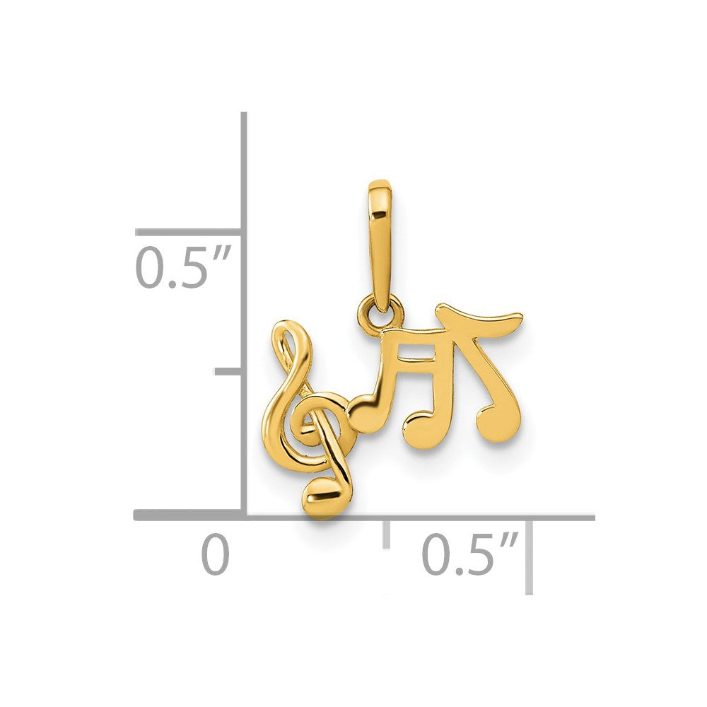 14K Polished Music Notes Pendant
