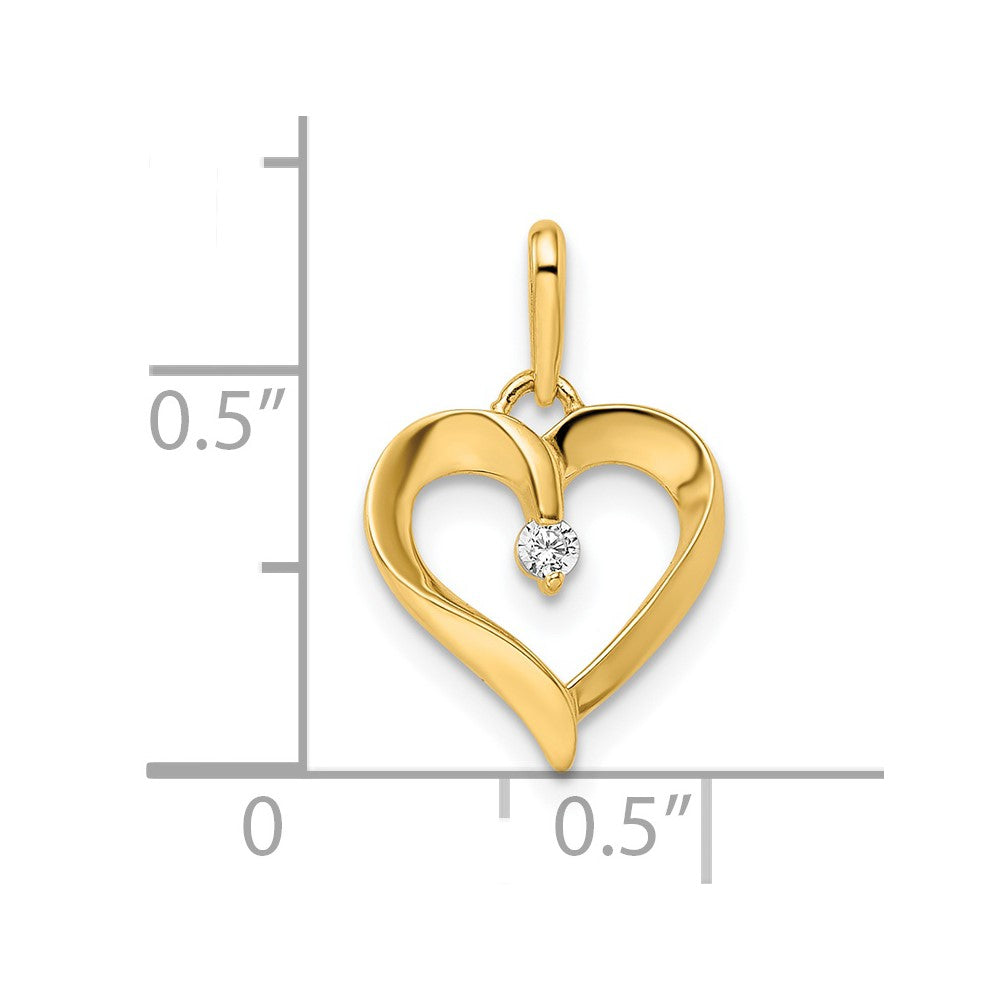 14k CZ Heart Pendant