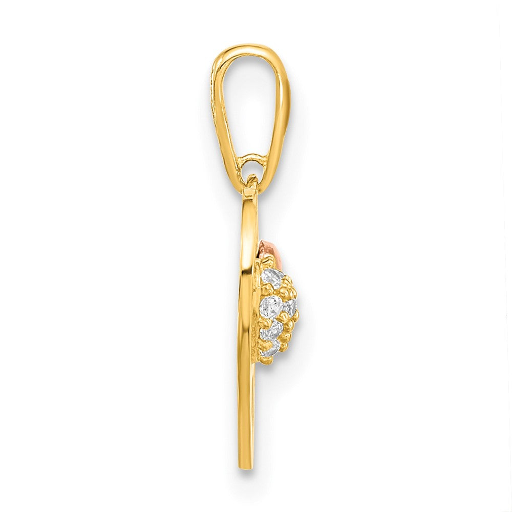 14K Two-tone Heart with CZ Pendant