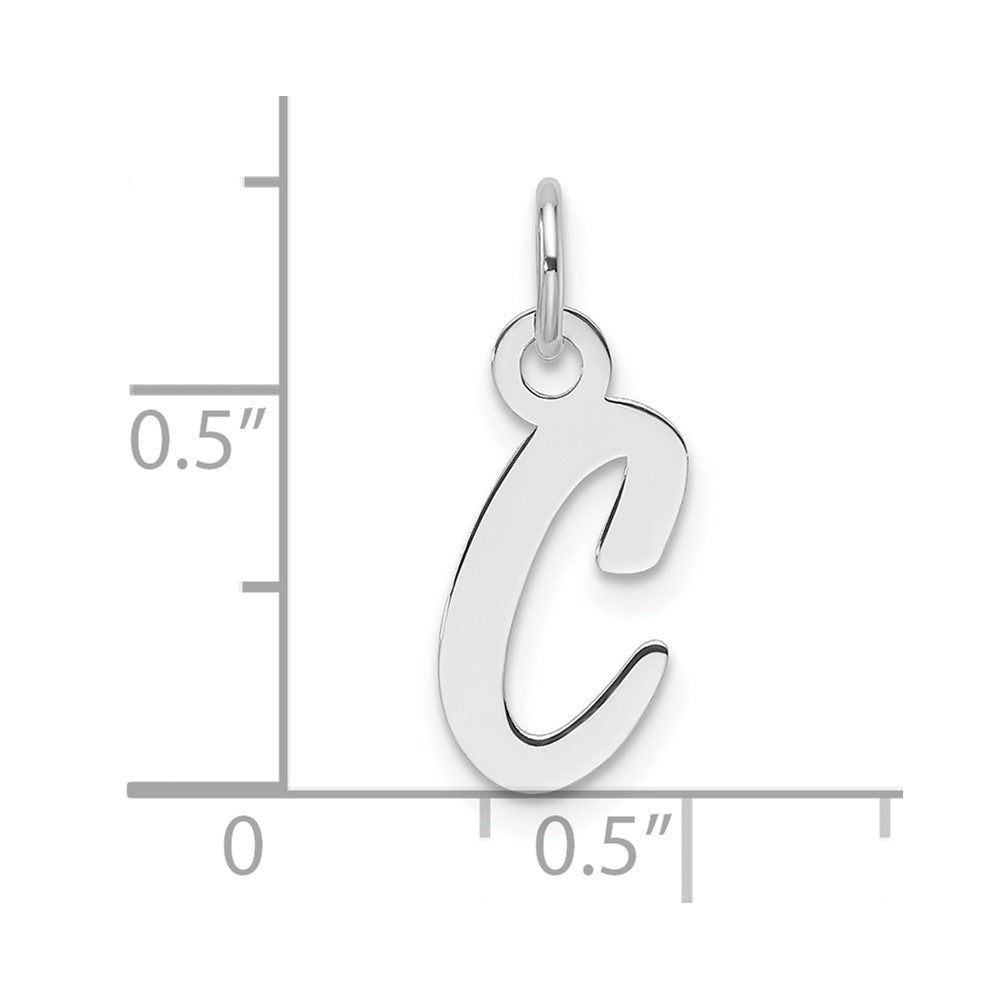 14k White Gold Slanted Block Letter C Initial Charm