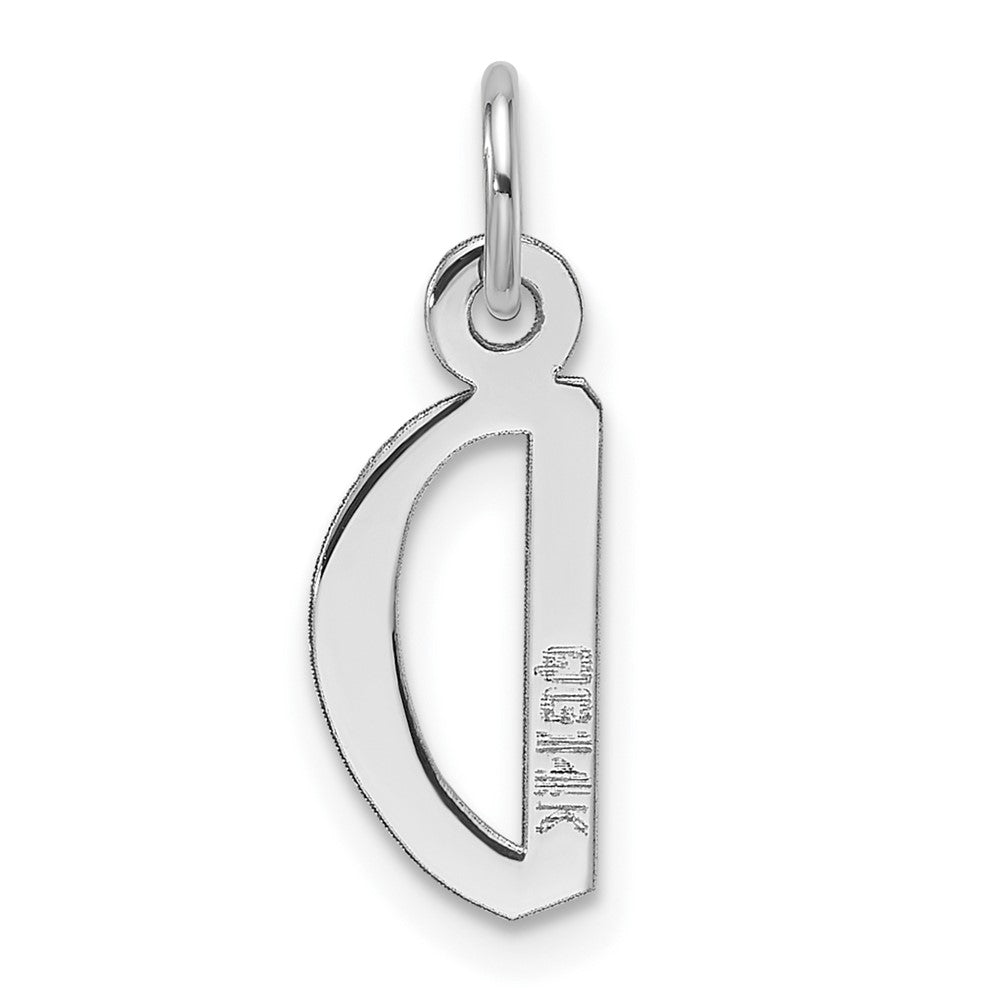 14k White Gold Slanted Block Letter D Initial Charm