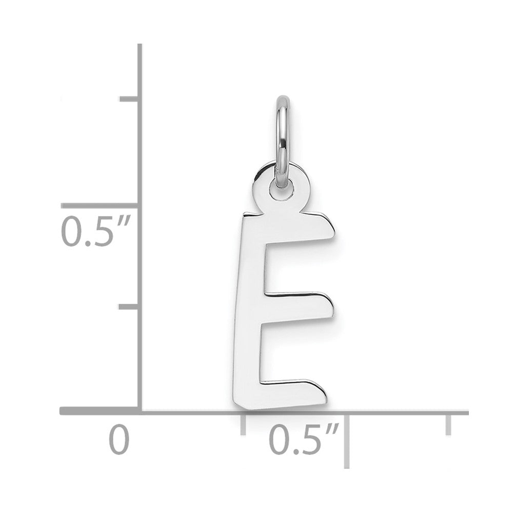 14K White Gold Slanted Block Letter E Initial Charm