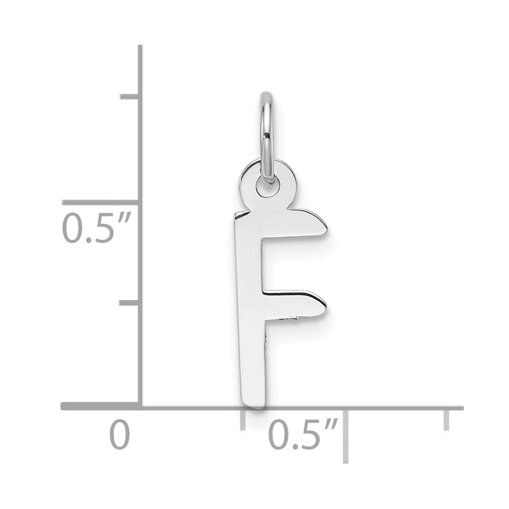 14K White Gold Slanted Block Letter F Initial Charm