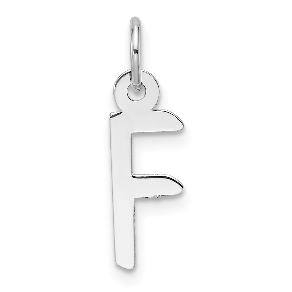 14K White Gold Slanted Block Letter F Initial Charm