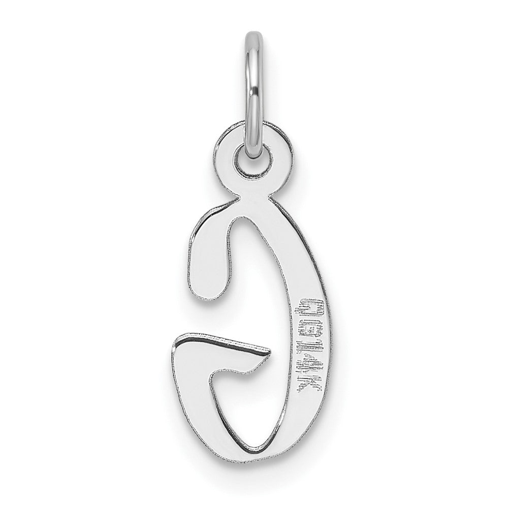 14K White Gold Slanted Block Letter G Initial Charm