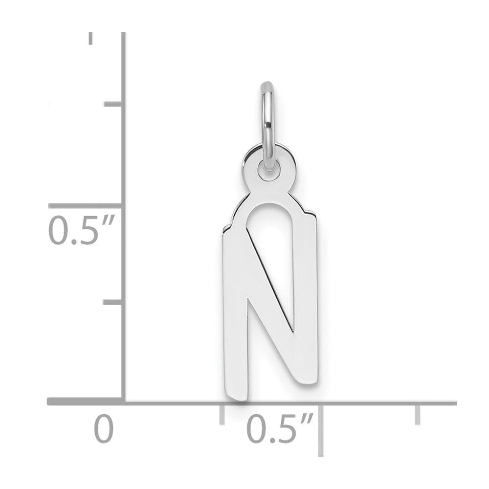 14K White Gold Slanted Block Letter N Initial Charm