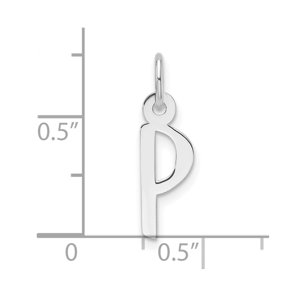 14K White Gold Slanted Block Letter P Initial Charm
