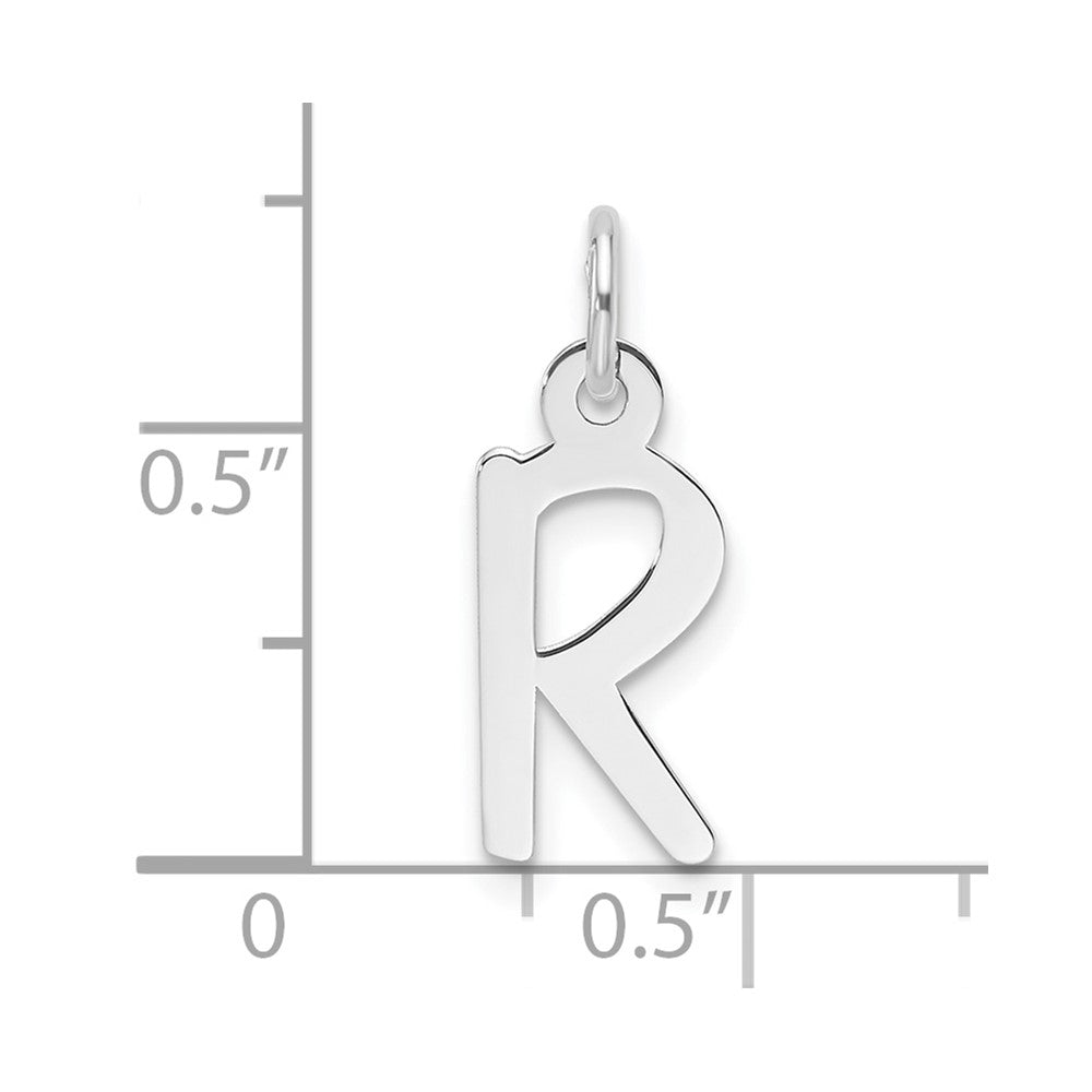 14K White Gold Slanted Block Letter R Initial Charm