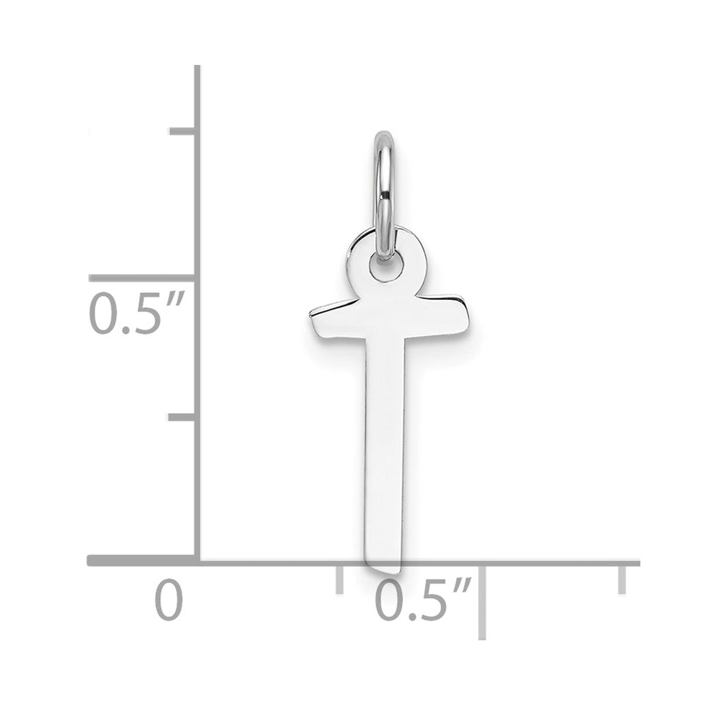 14K White Gold Slanted Block Letter T Initial Charm