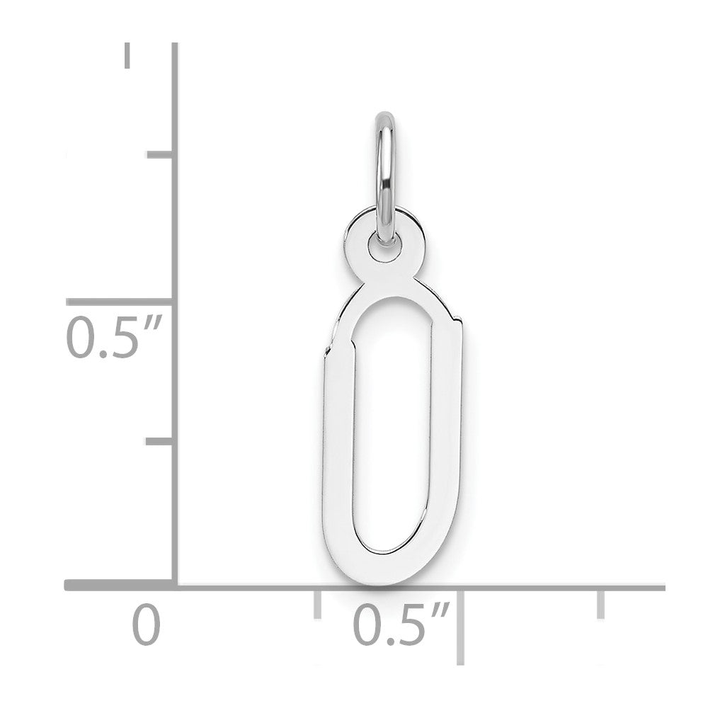 14K White Gold Slanted Block Letter U Initial Charm