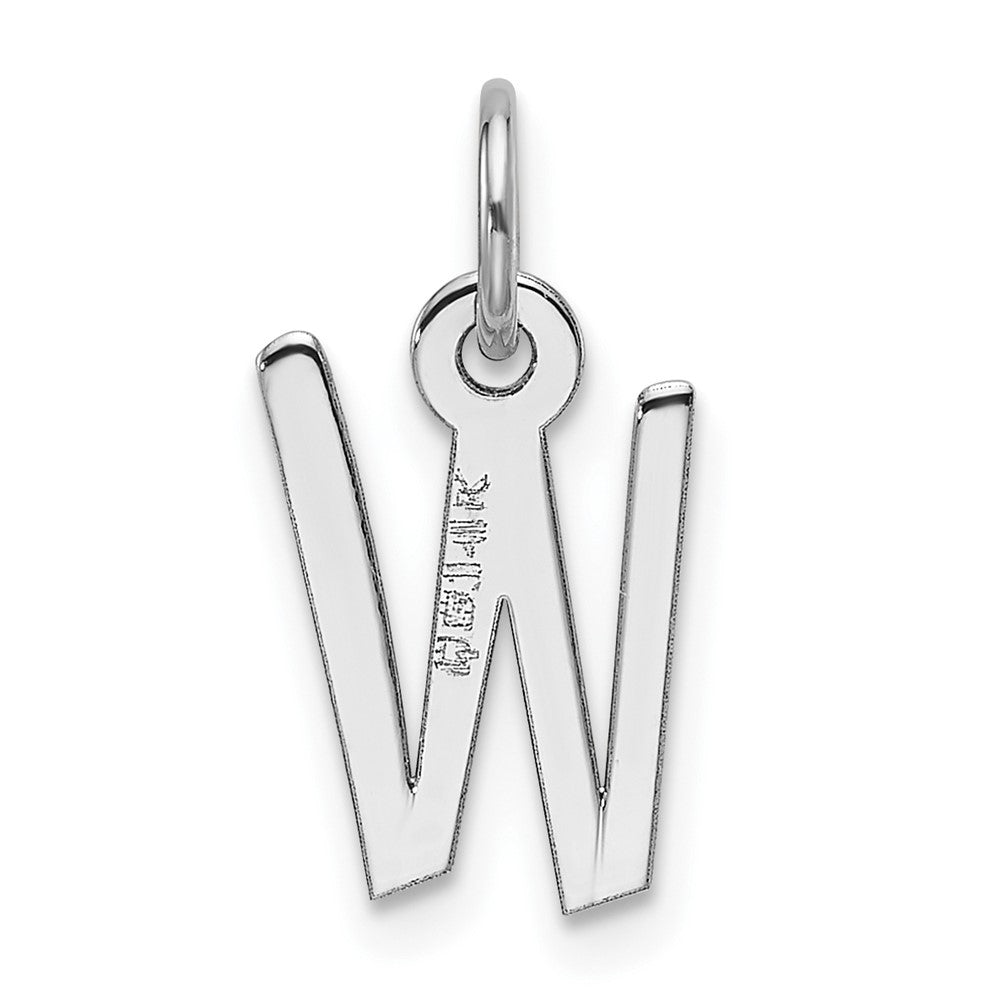 14K White Gold Slanted Block Letter W Initial Charm