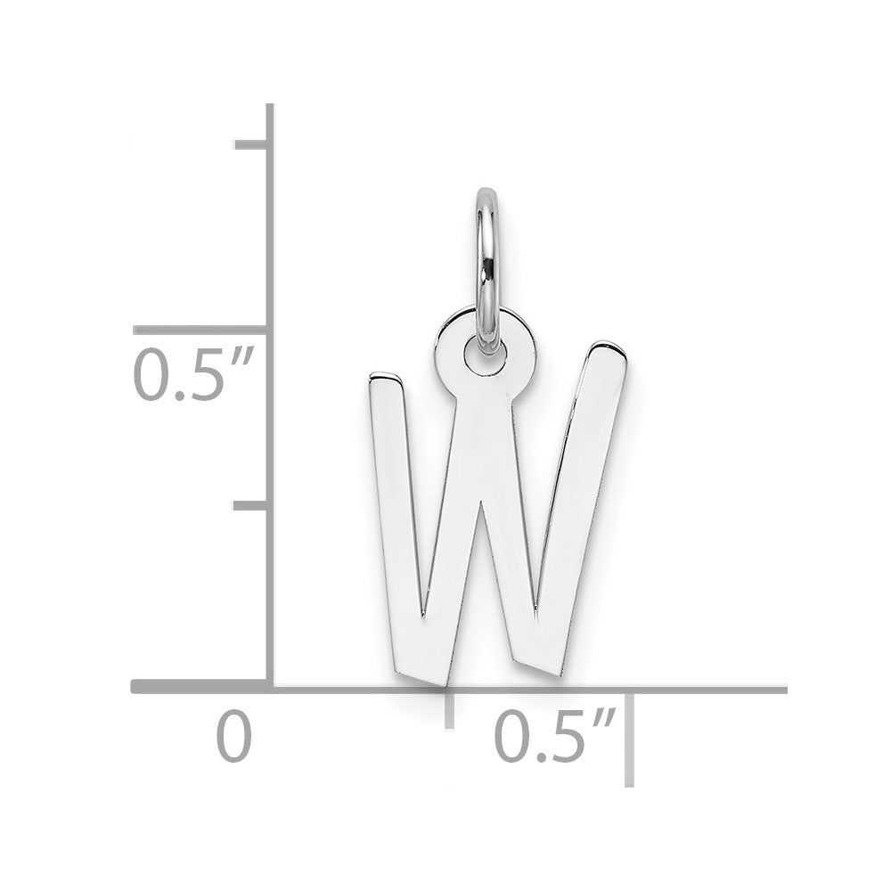 14K White Gold Slanted Block Letter W Initial Charm
