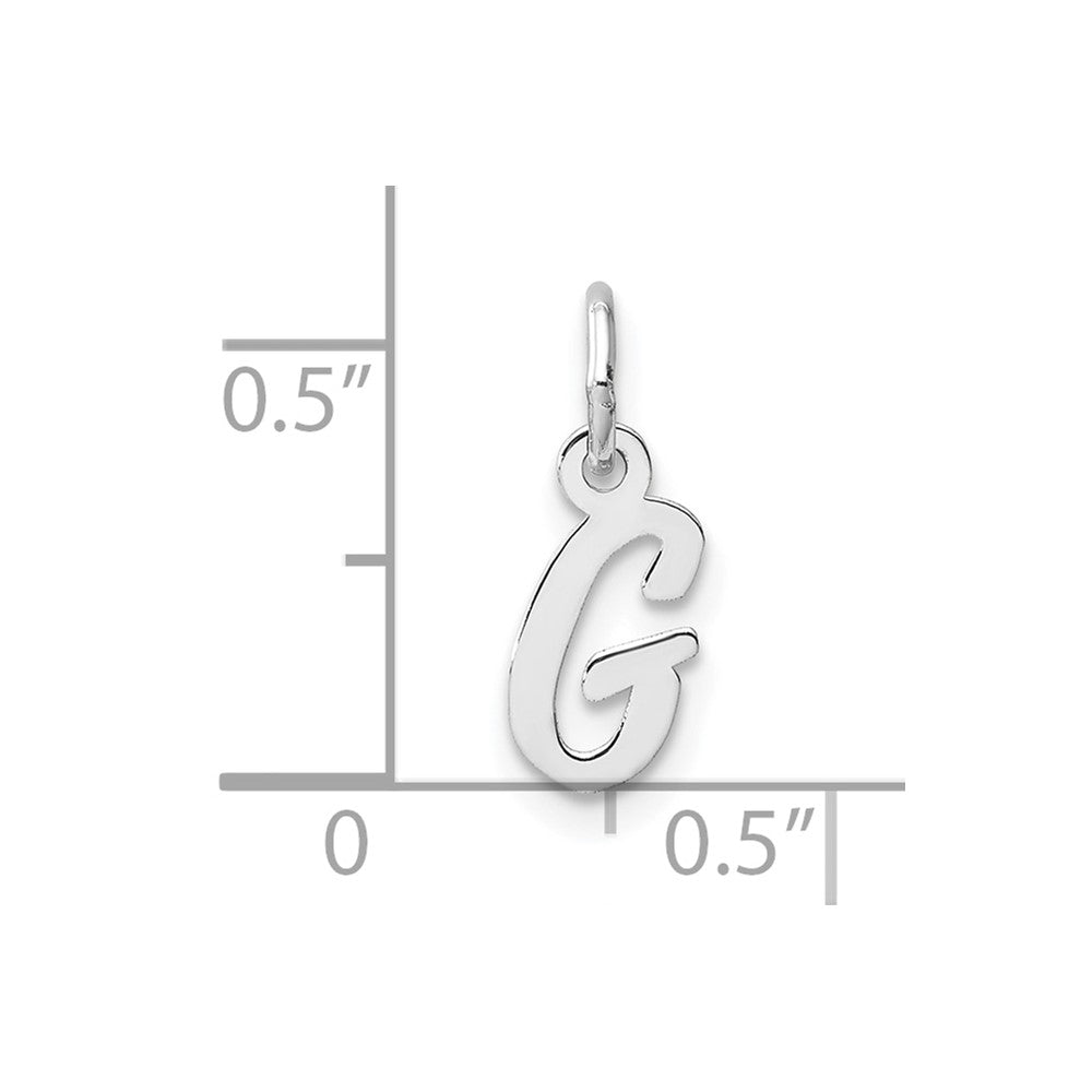 14k White Gold Small Script Letter G Initial Charm