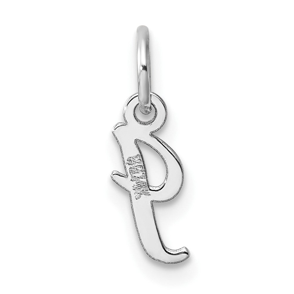 14k White Gold Small Script Letter I Initial Charm