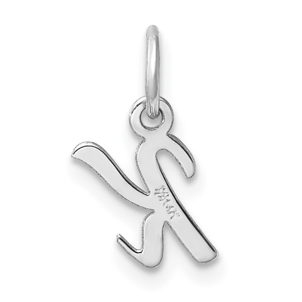 14k White Gold Small Script Letter K Initial Charm