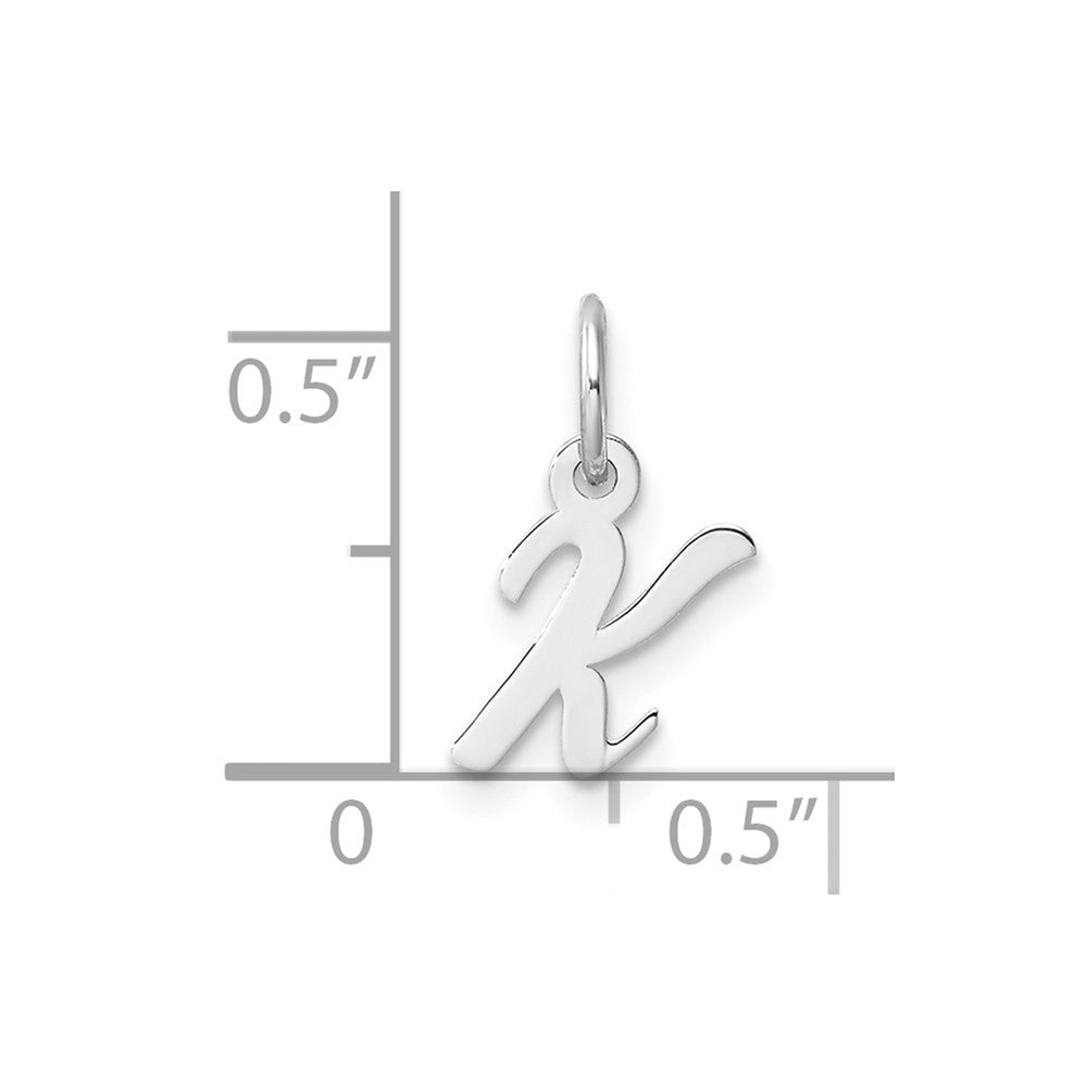 14k White Gold Small Script Letter K Initial Charm