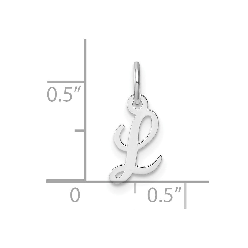14k White Gold Small Script Letter L Initial Charm