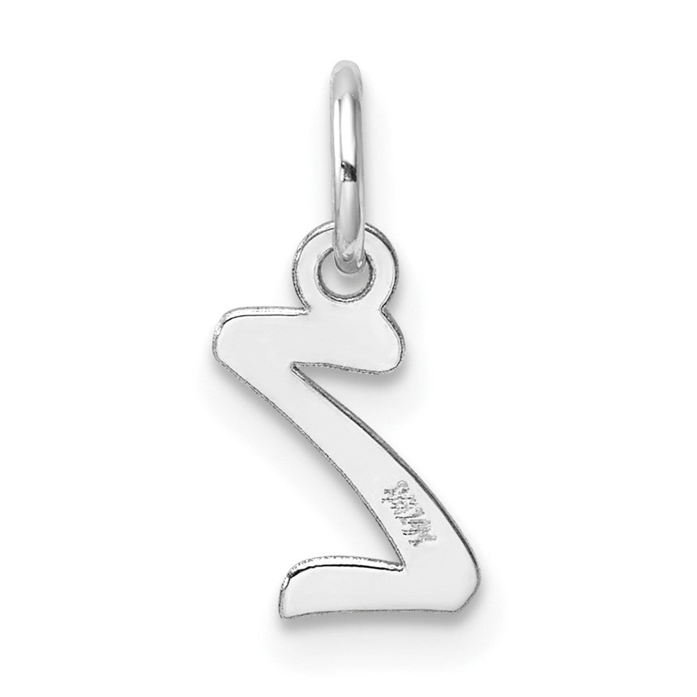 14k White Gold Small Script Letter Z Initial Charm
