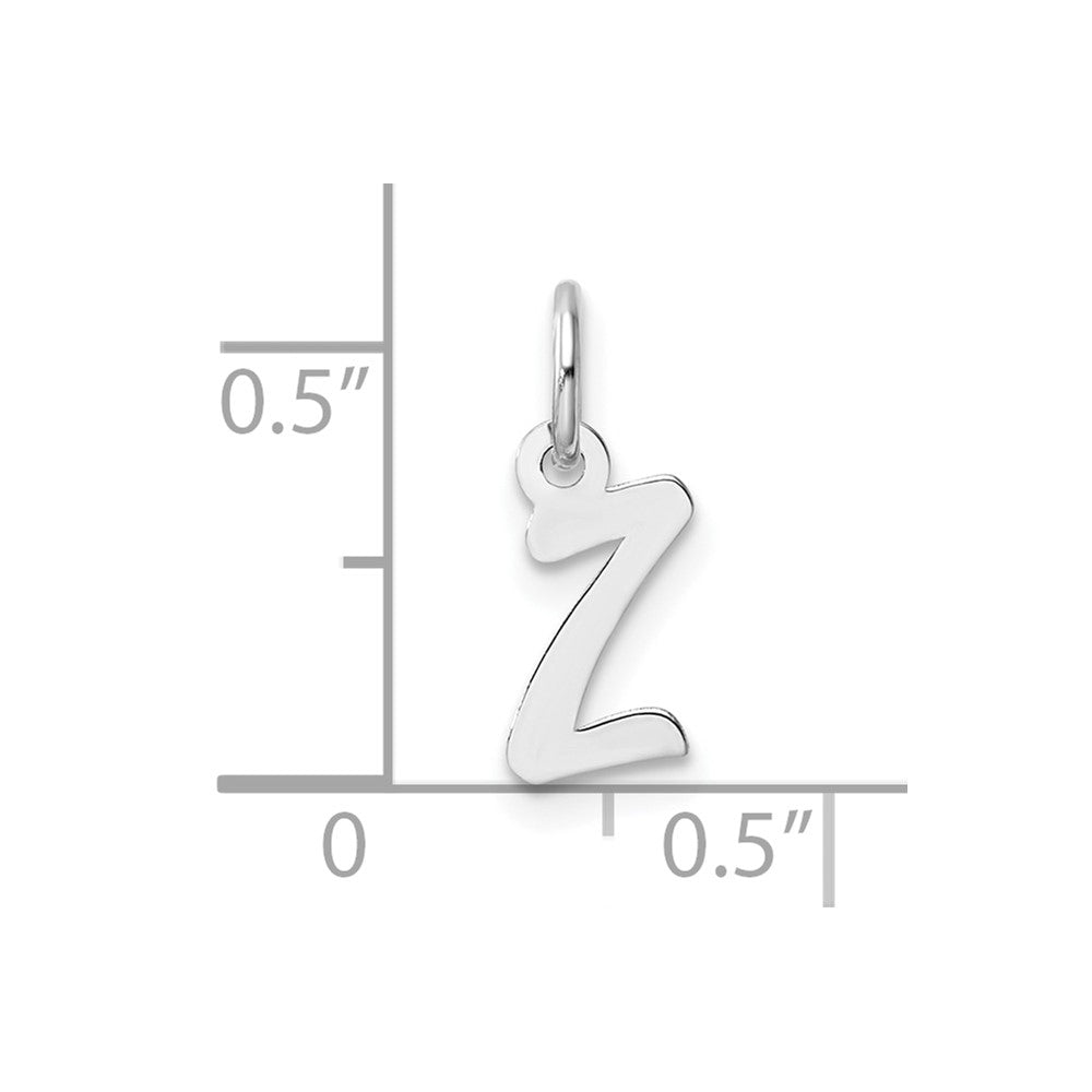 14k White Gold Small Script Letter Z Initial Charm