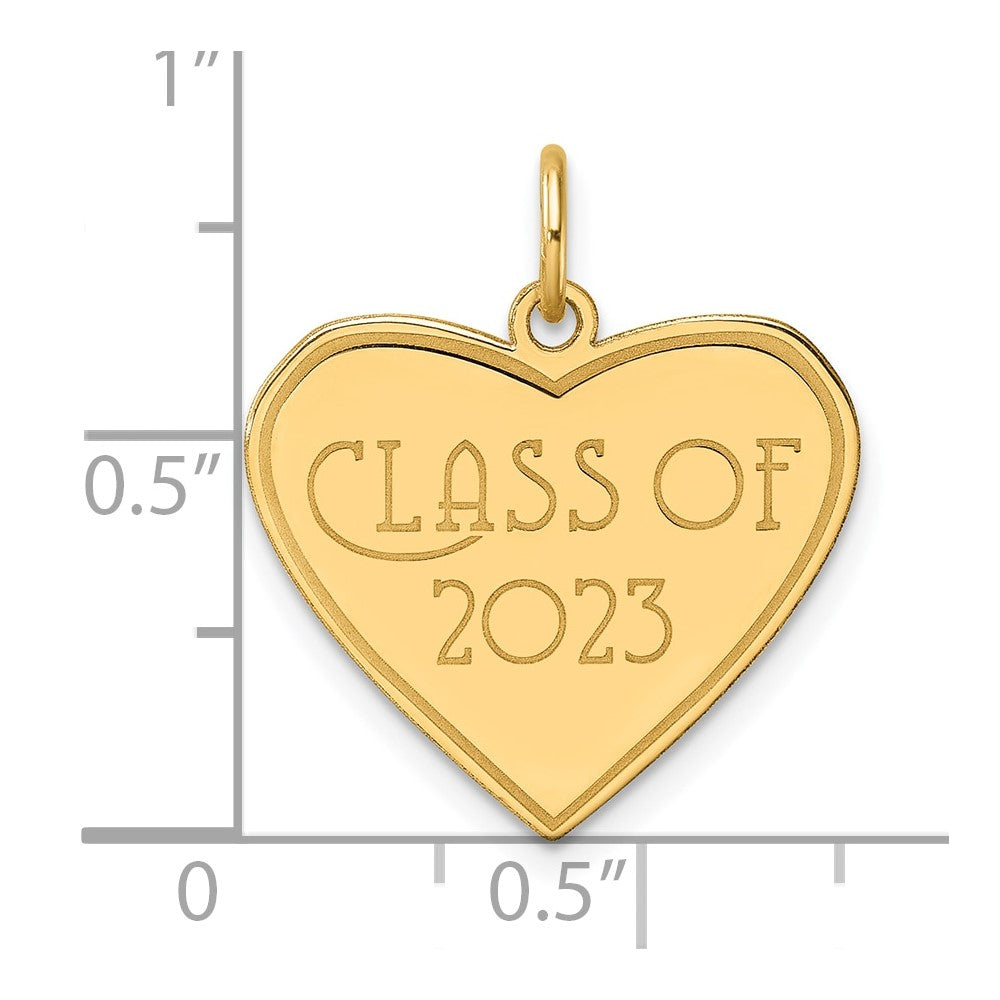 14k Polished Class of 2023 Heart Charm