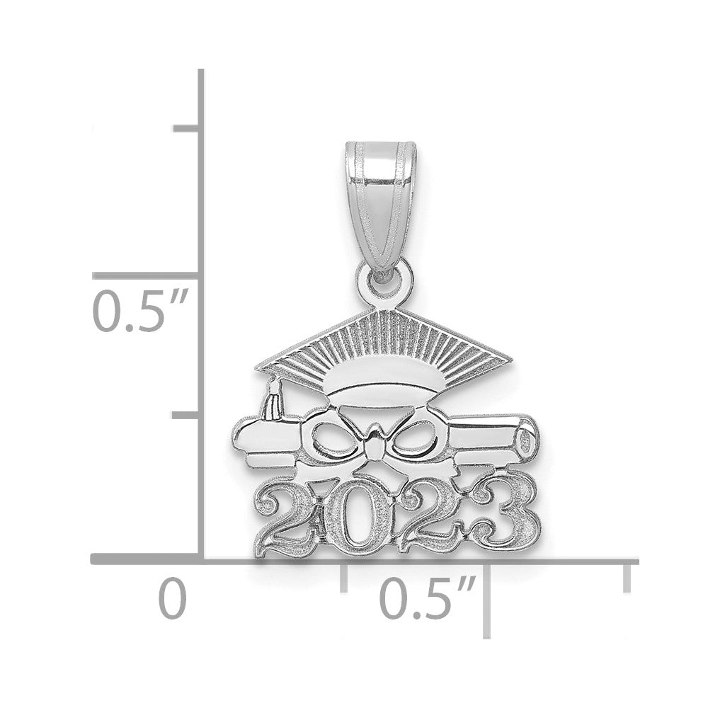 14K White Gold Graduation Cap and Diploma 2023 Charm