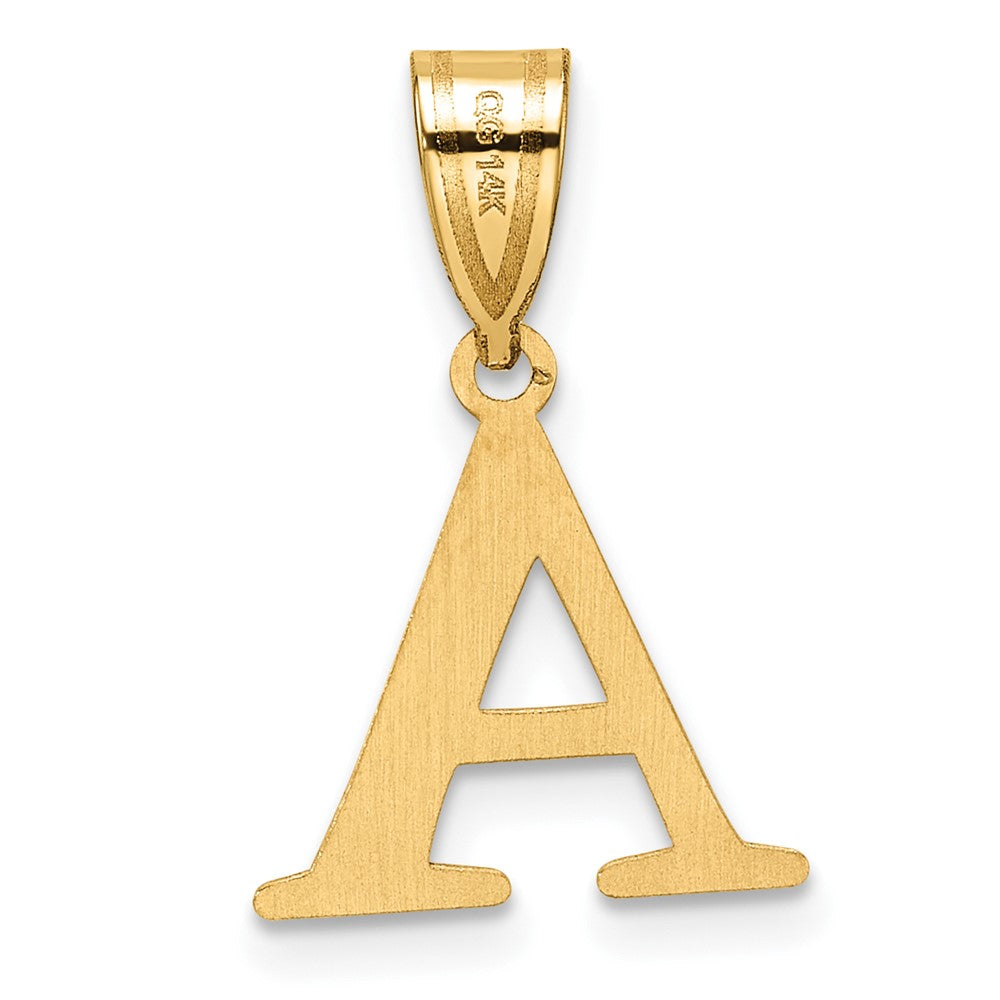 14k Polished Etched Letter A Initial Pendant