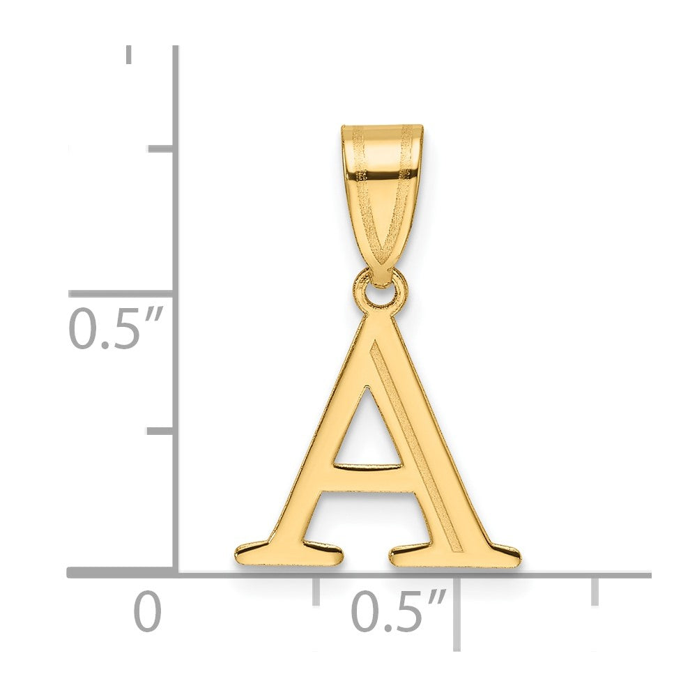 14k Polished Etched Letter A Initial Pendant